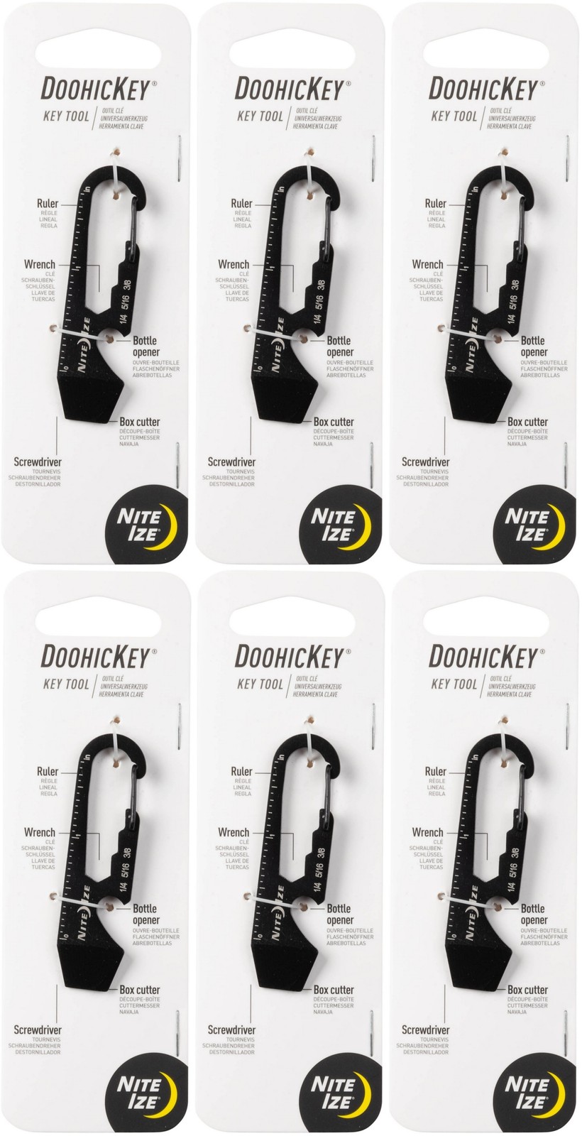 Nite Ize DoohicKey Stainless Steel Key Tool – Black (6-Pack)
