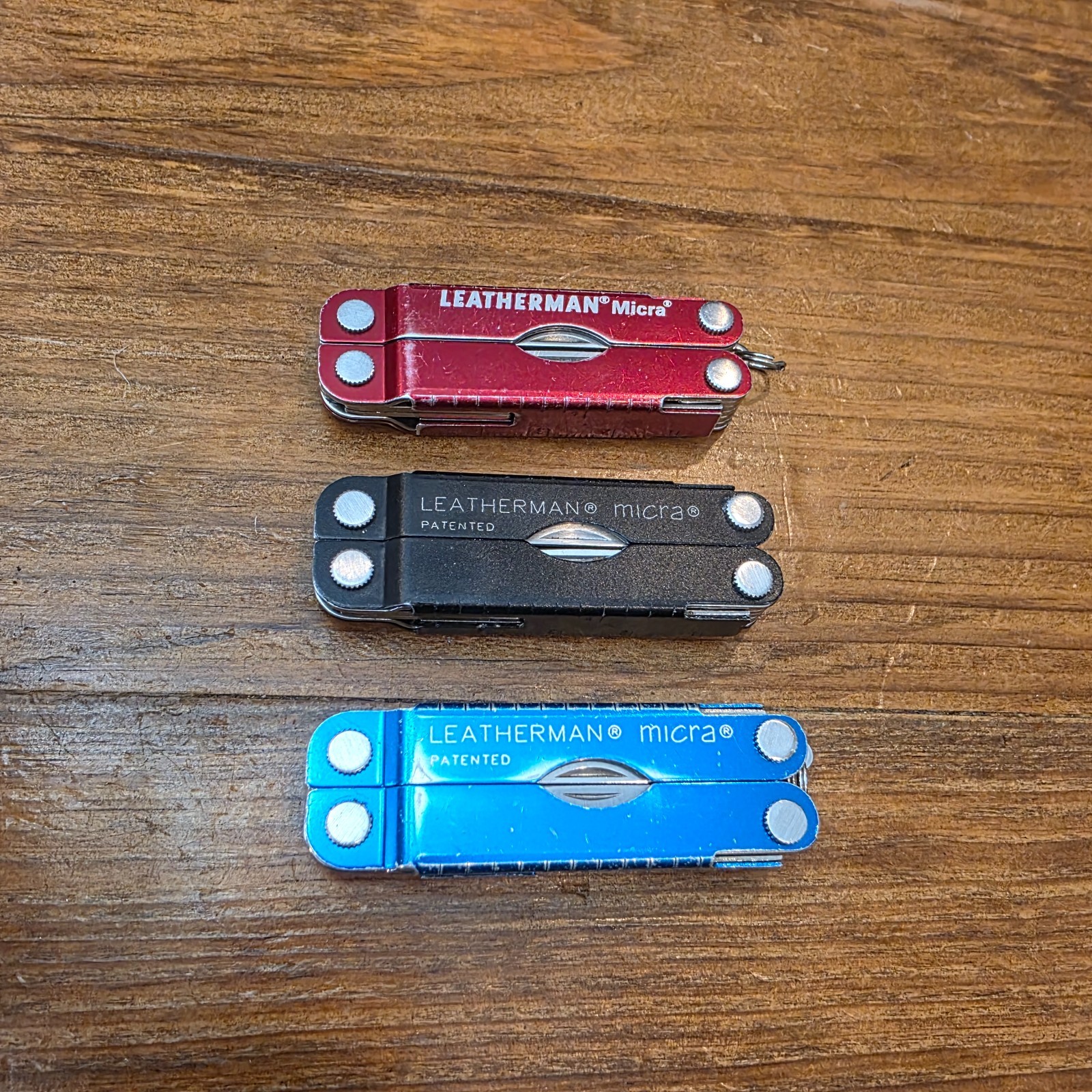 Leatherman MICRA Multi-Tool – Stainless Steel – Lot of 3 – Colors Blue Black Red