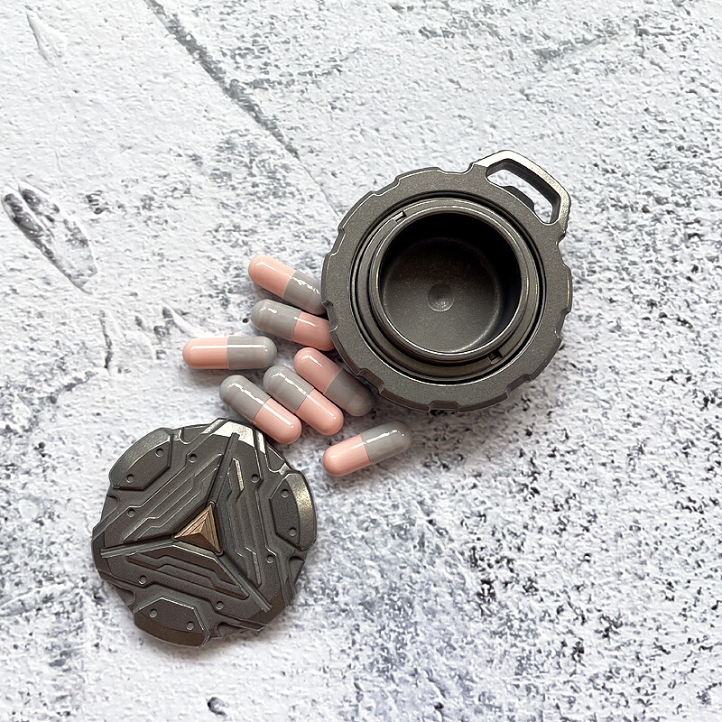 EDC Titanium Alloy Waterproof Case Portable Sealed Medicine Storage Box Pendant