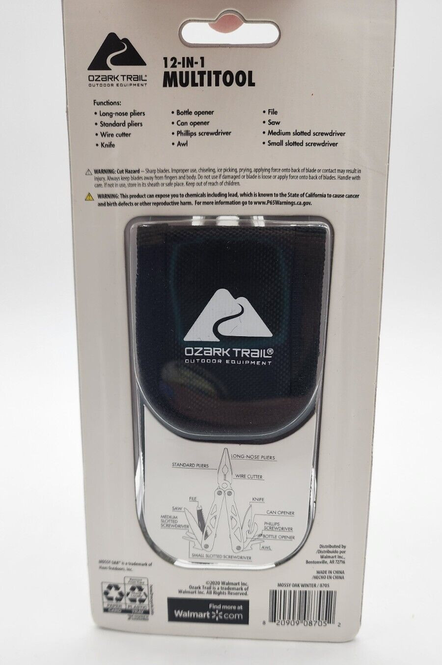 Ozark Trail 12-In-1 Multi Tool Outdoor Equipment includes Sheath White Tree