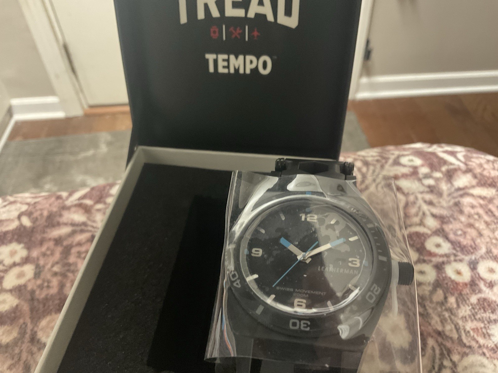 Leatherman Tread Tempo Black Stainless Steel Quartz Wristwatch, 200m
