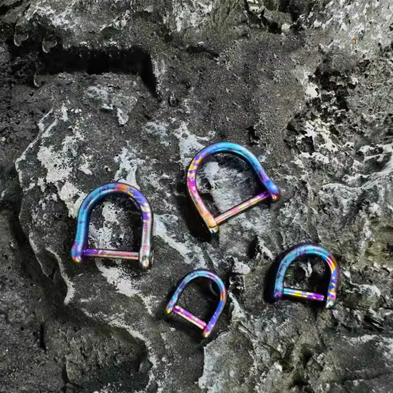 Titanium Alloy D Key Ring Screw Shackle Car Keychain Colorful Horseshoe Buckle