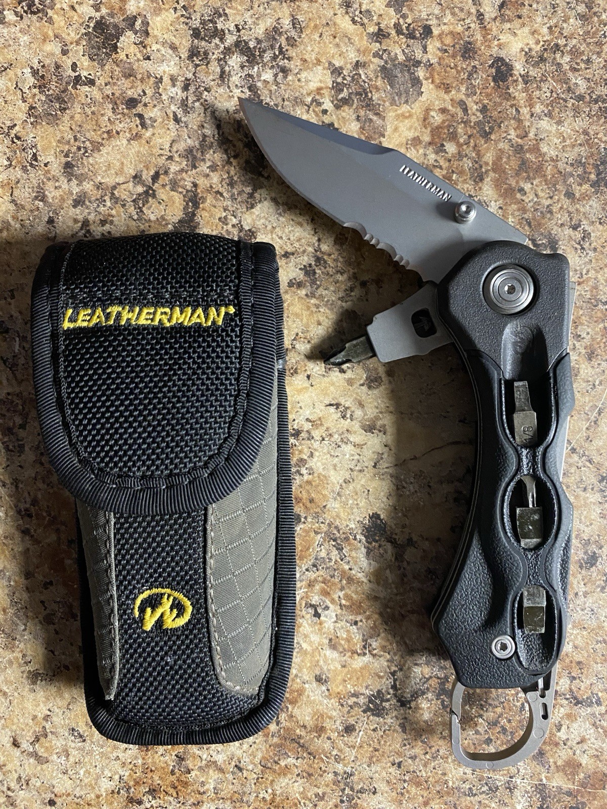 Leatherman H503 Knife Bit Set Nylon Sheath Retired & Rare! Partially Serrated