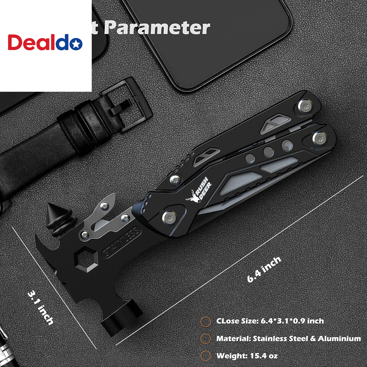 16-In-1 Camping Multitool, Valentines Day Gifts for Men Dad Gifts, Hammer Multi
