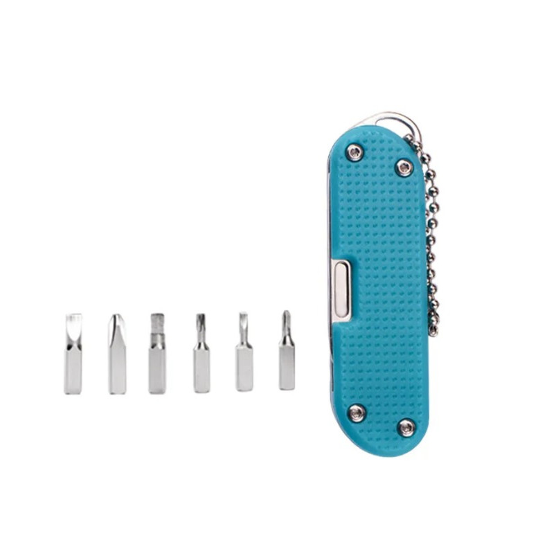 1pc Multifunctional Folding Knife Keychain Tool with Screwdriver Stainless Steel
