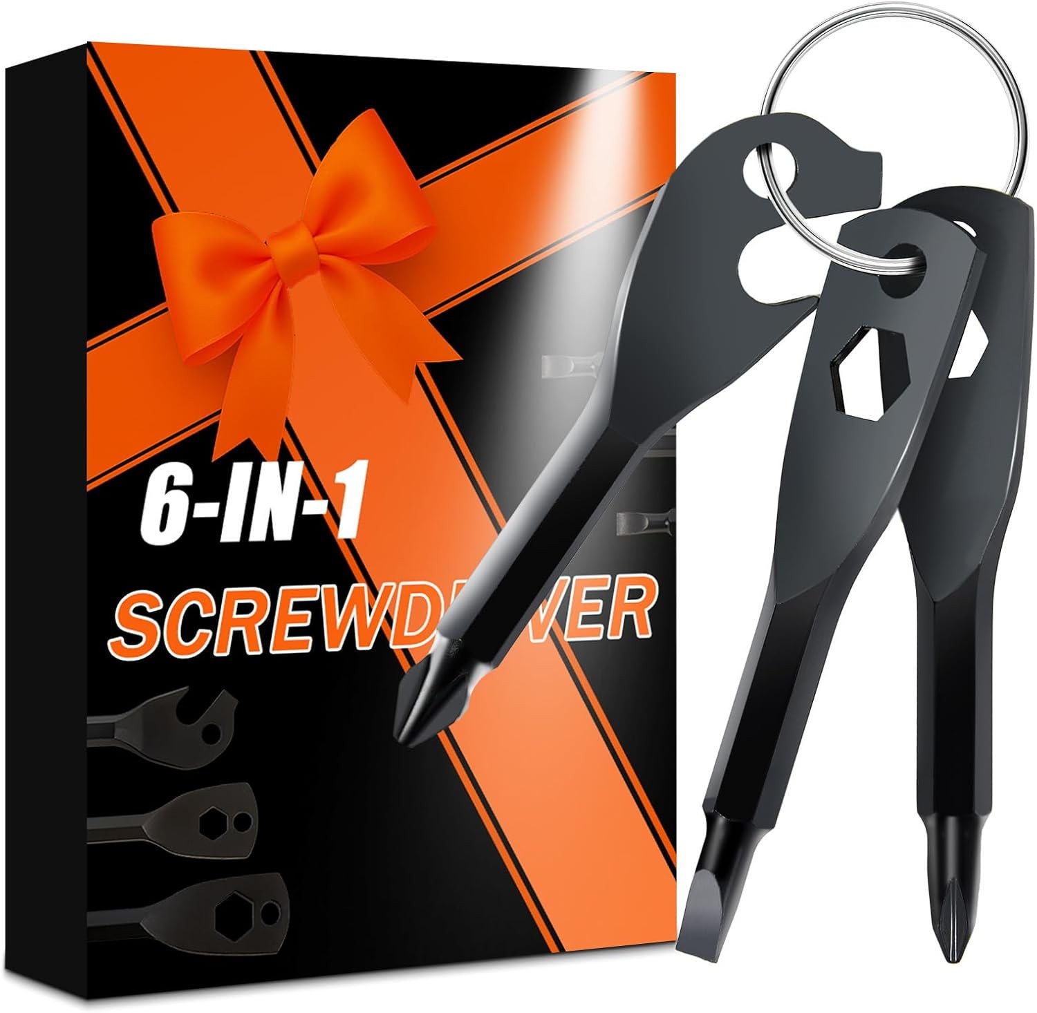 6-in-1 Keychain Screwdriver Bit Stocking Stuffer Christmas Gift for Men Adults