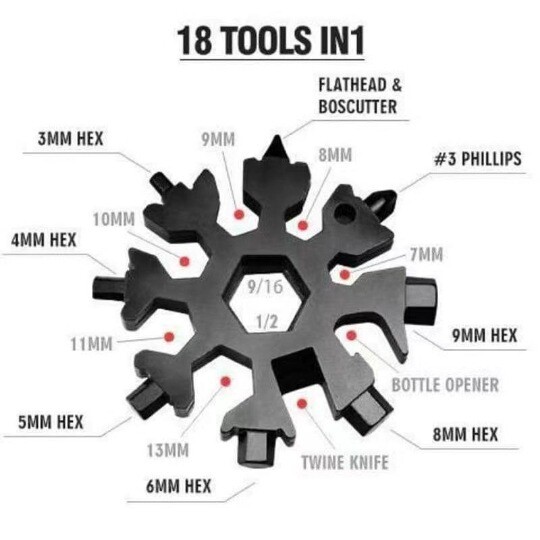 18 In 1 snowflake multitool stainless steel bicycle multifunctional tool