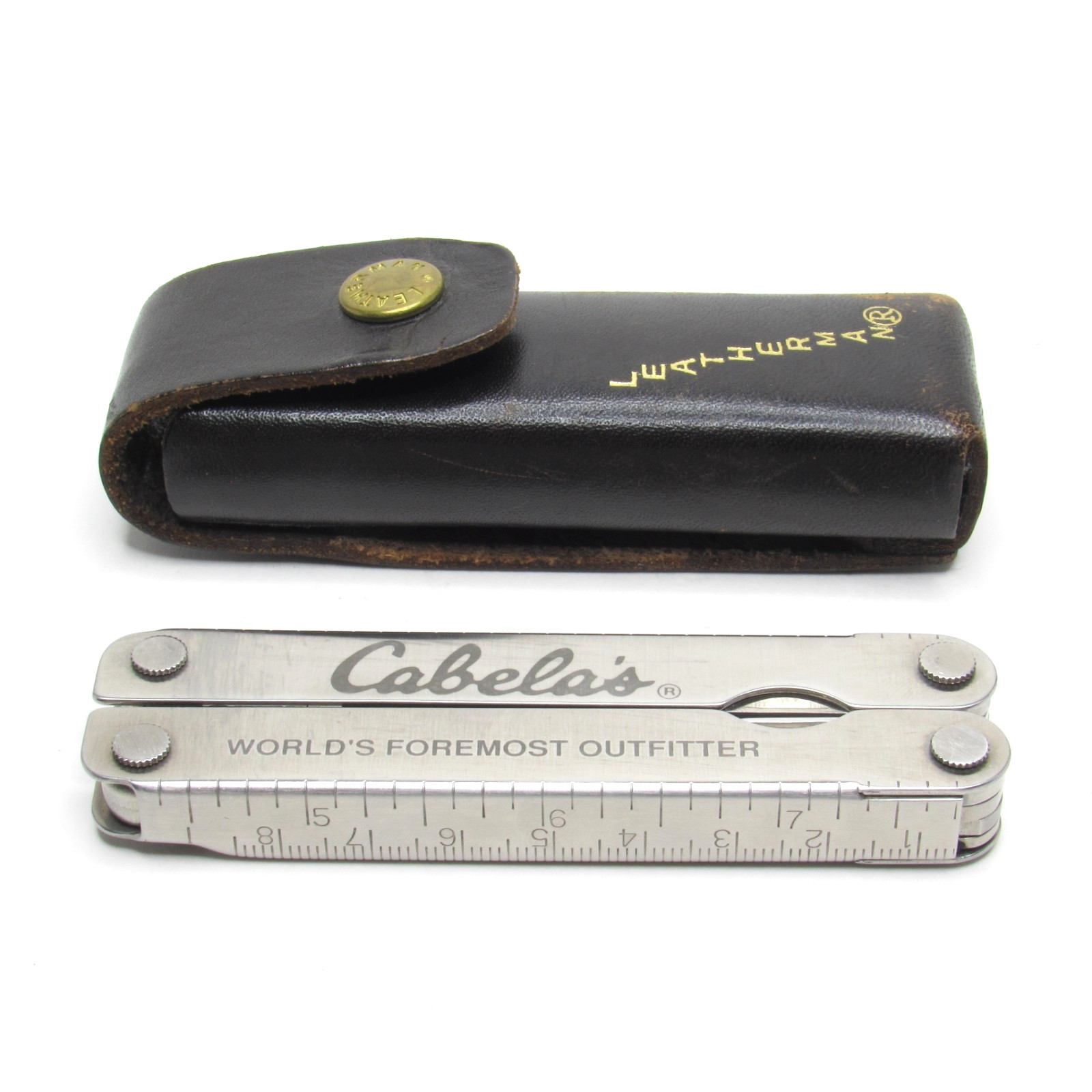 Leatherman Multi Tool w/ Leather Case Cabela’s Portland OR 09/96 Stamp Vintage