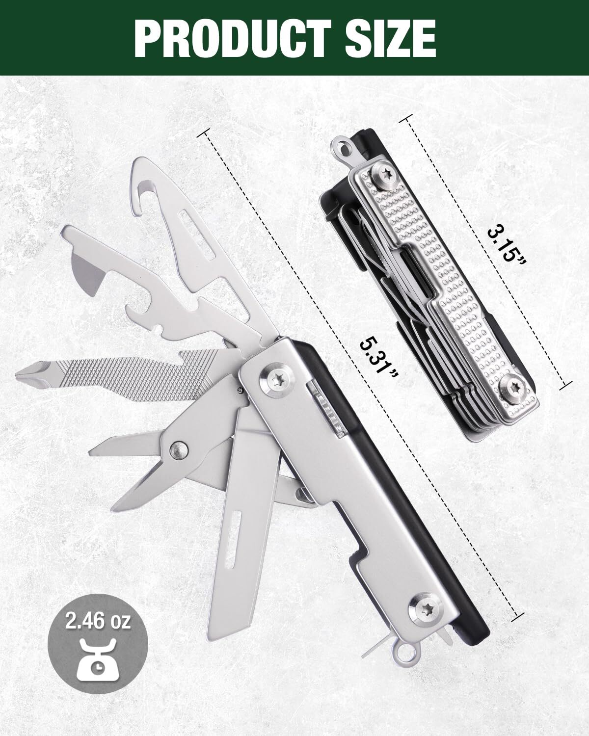 Mossy Oak Multitool 12-in-1 Keychain Multitool Pocket Knife Scissors Screwdriver