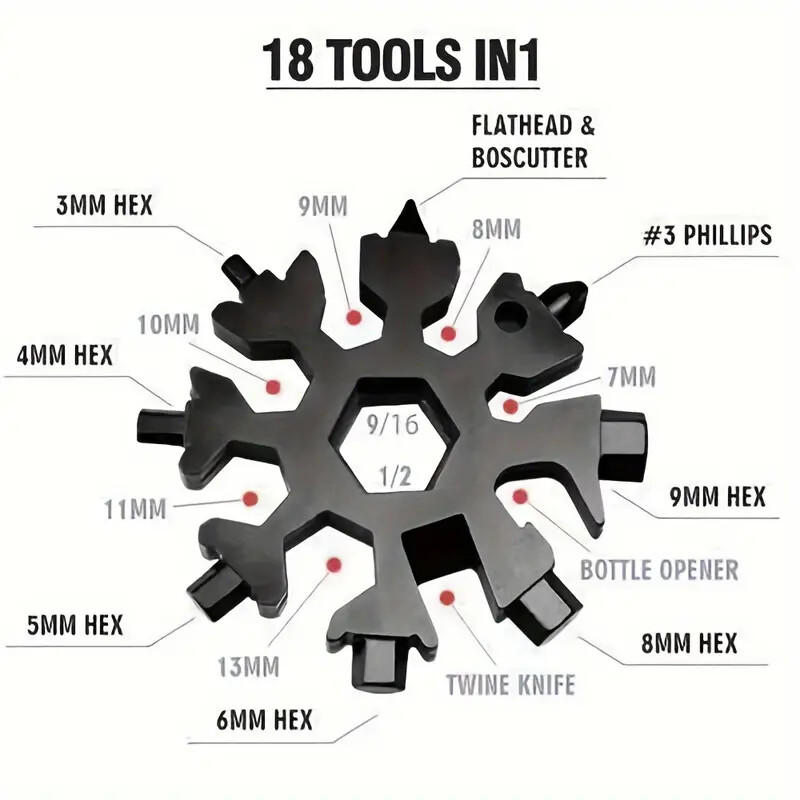 18-in-1 Snowflake Multi-Tool Stainless Steel Multitool Screwdriver Opener New
