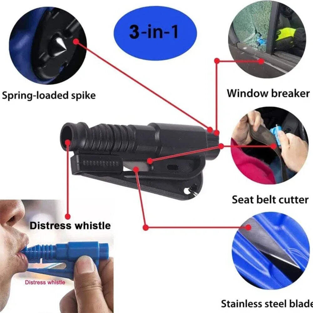 3 In 1 Multifunctional Car Emergency Escape Tool Window Breaker Safety Hammer Po