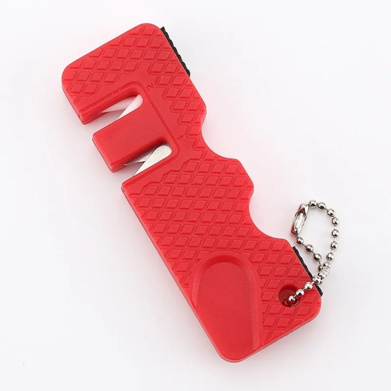 Ceramic Steel Dual Pocket Knife Sharpener KeyChain Survival Gear Hiking Camping