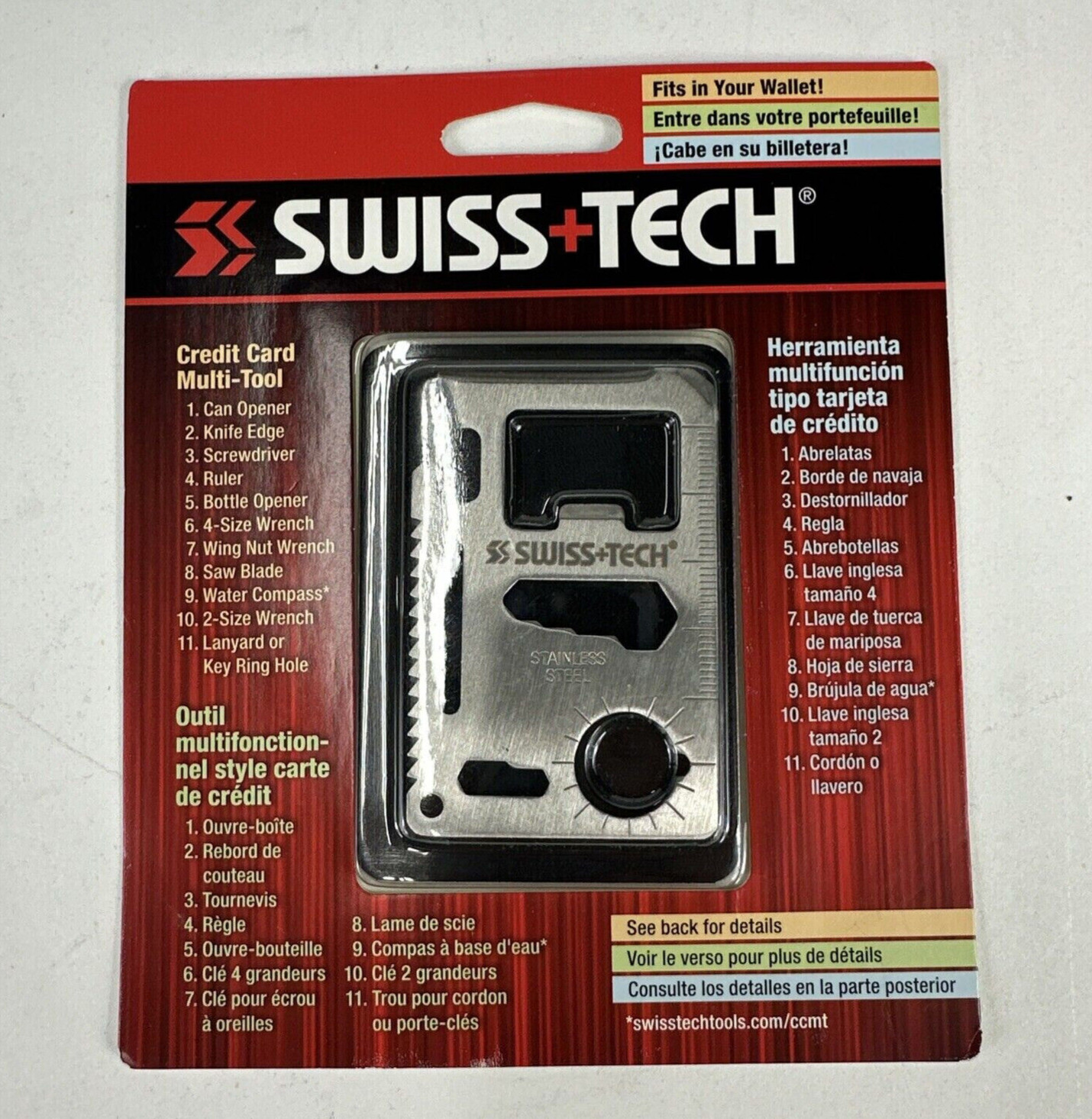 SWISS + TECH CREDIT CARD MULTI TOOL STAINLESS STEEL Survival 11/1