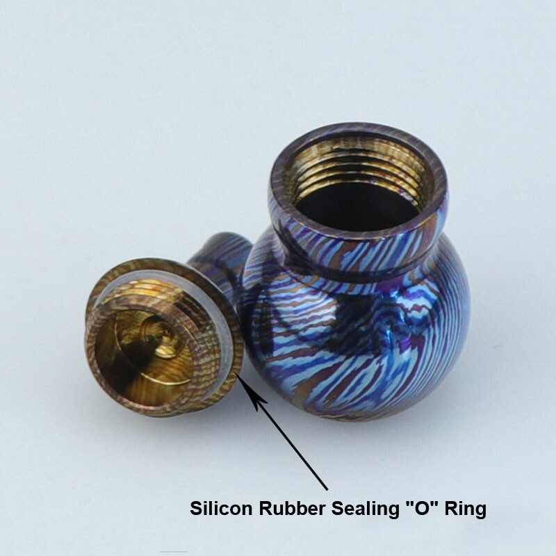 New Titanium Timascus Waterproof Pill Container Gourd Box Keychain Pendant EDC