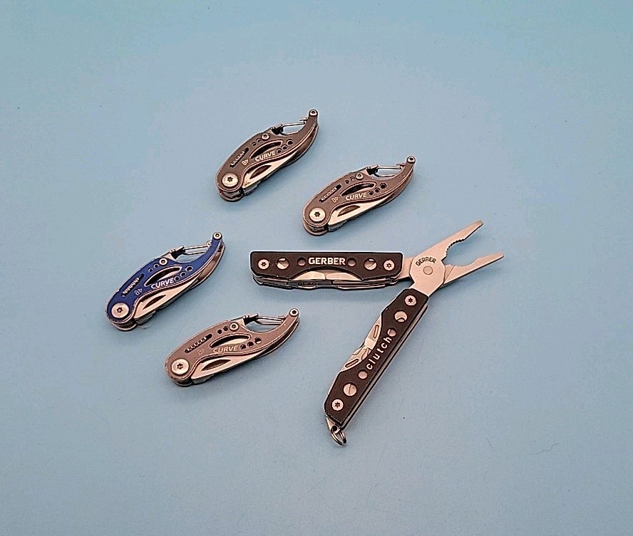 Gerber Curve / Clutch Mini Multi-Tool – LOT OF 5 – Blade, File, Screwdrivers