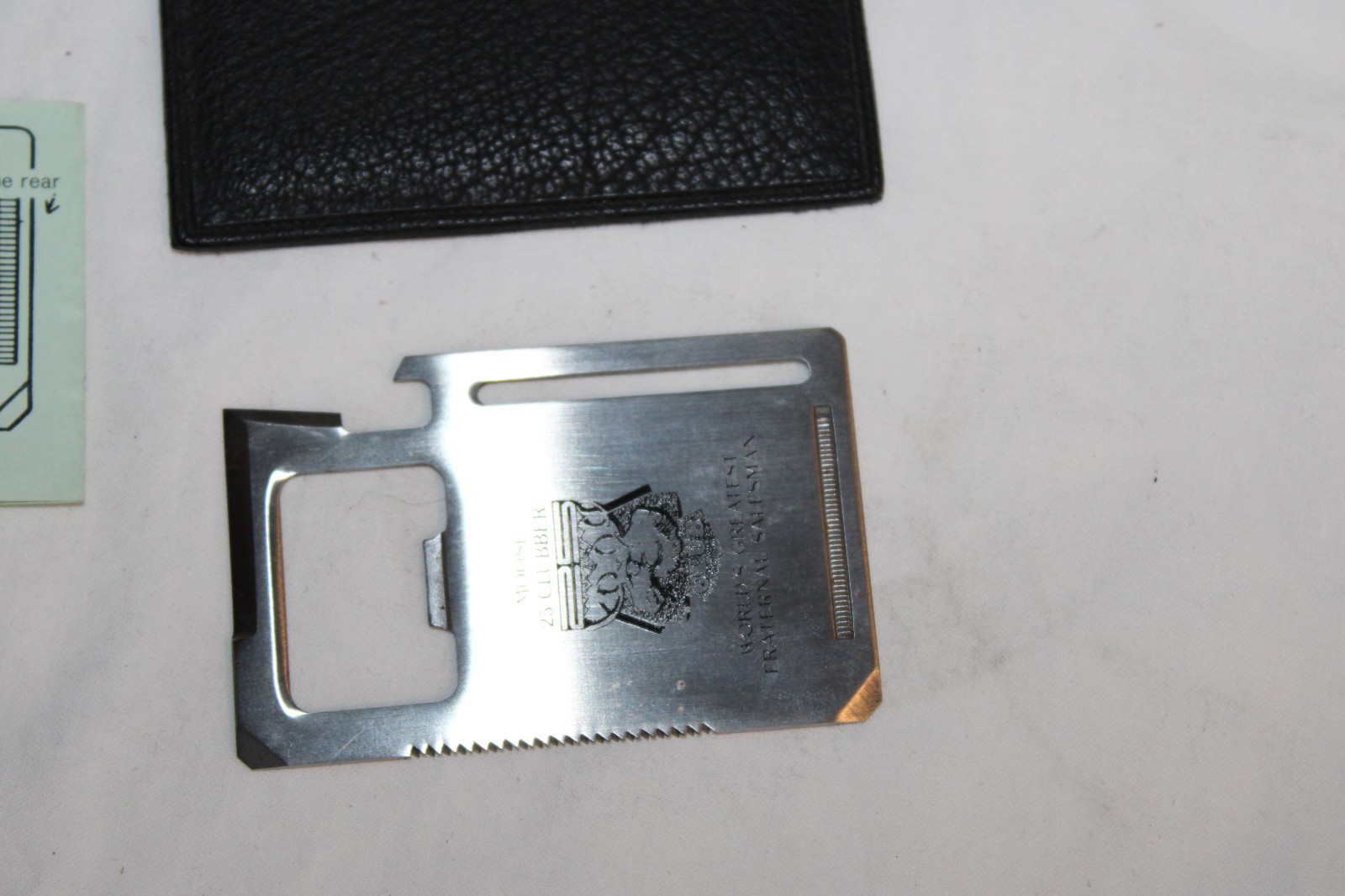 Stainless Steel Utility Tool Blade w/Leather Pouch Moose Award 25 Clubber