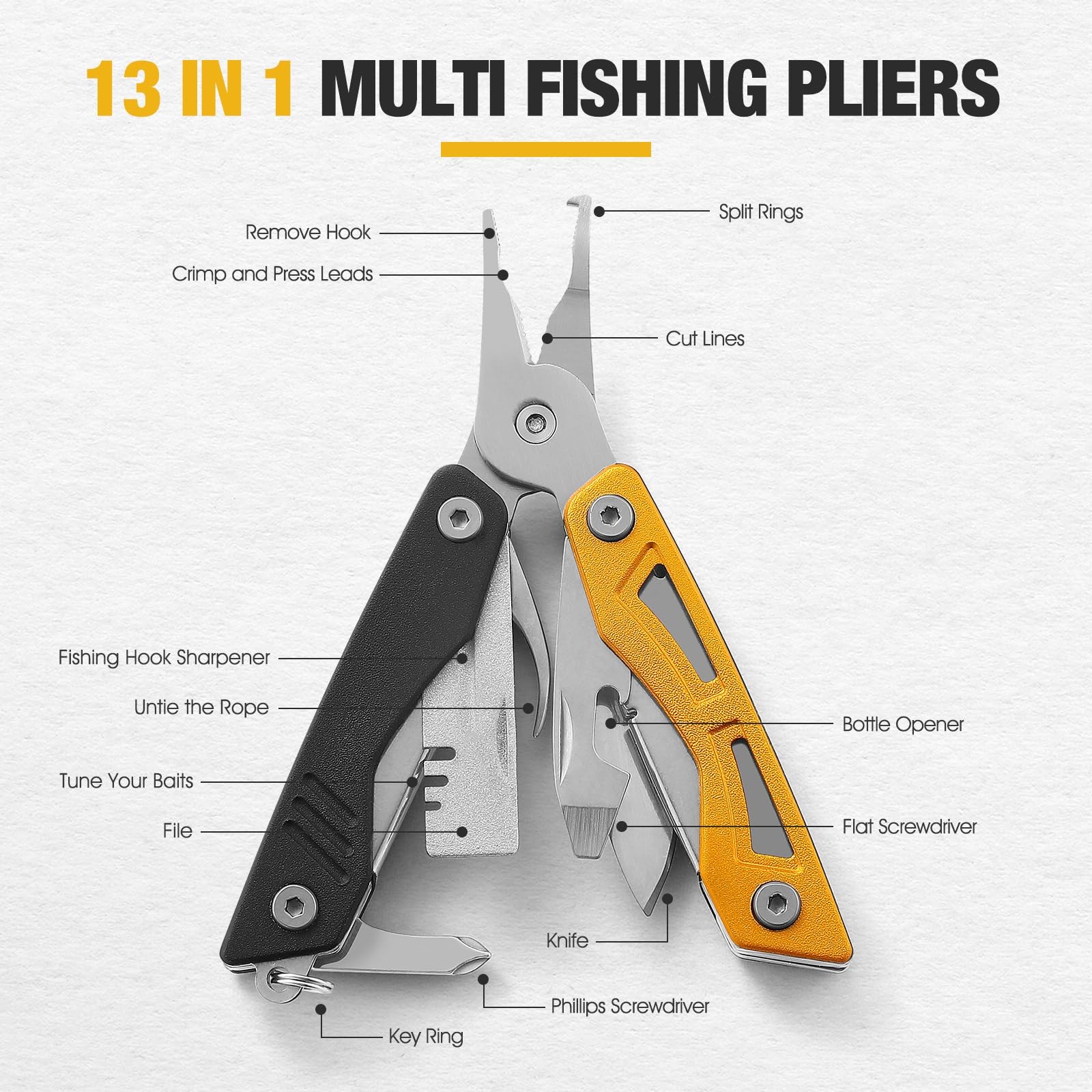 VIRENKNIFE Multitool,13-in-1 Stainless Steel Multi Tool Pliers with Pocket ,B…