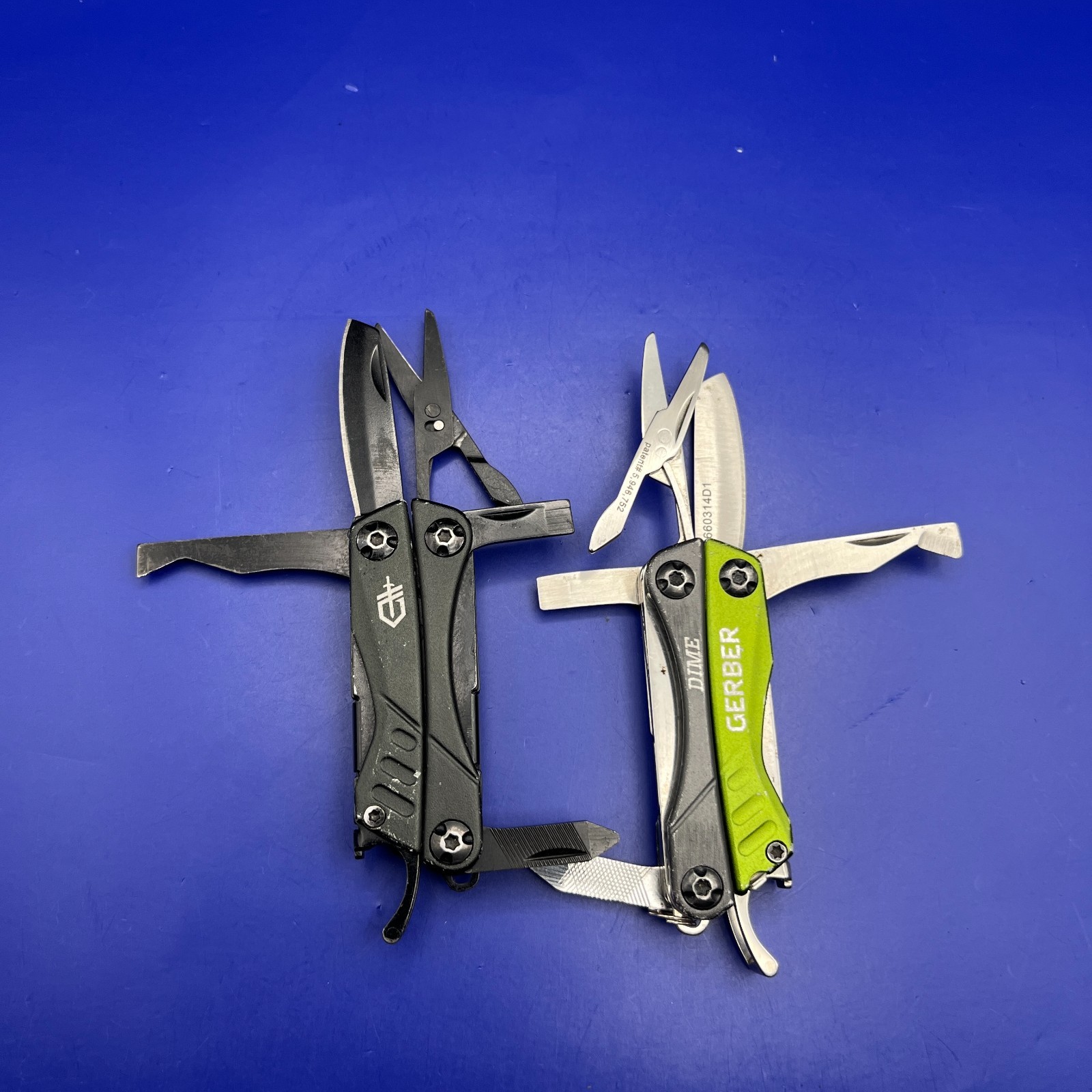 Lot of 2 Gerber Dime Multi-Tools Small Keychain Pliers Knife File Scissors