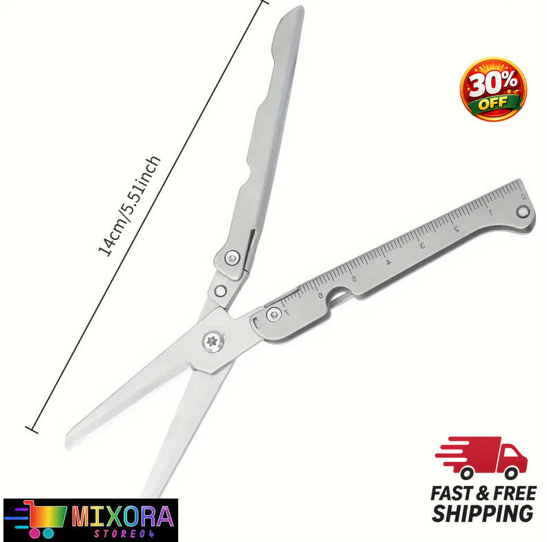 1pc Multifunctional Folding Stainless Steel Survival Scissors Portable EDC Tool