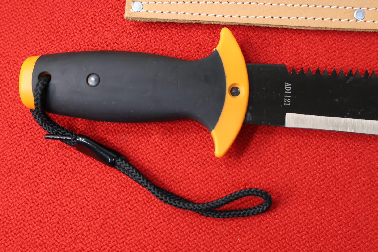 24 inch long Fiskars Survival Camping Knife with Dave White’s Leather scabbard