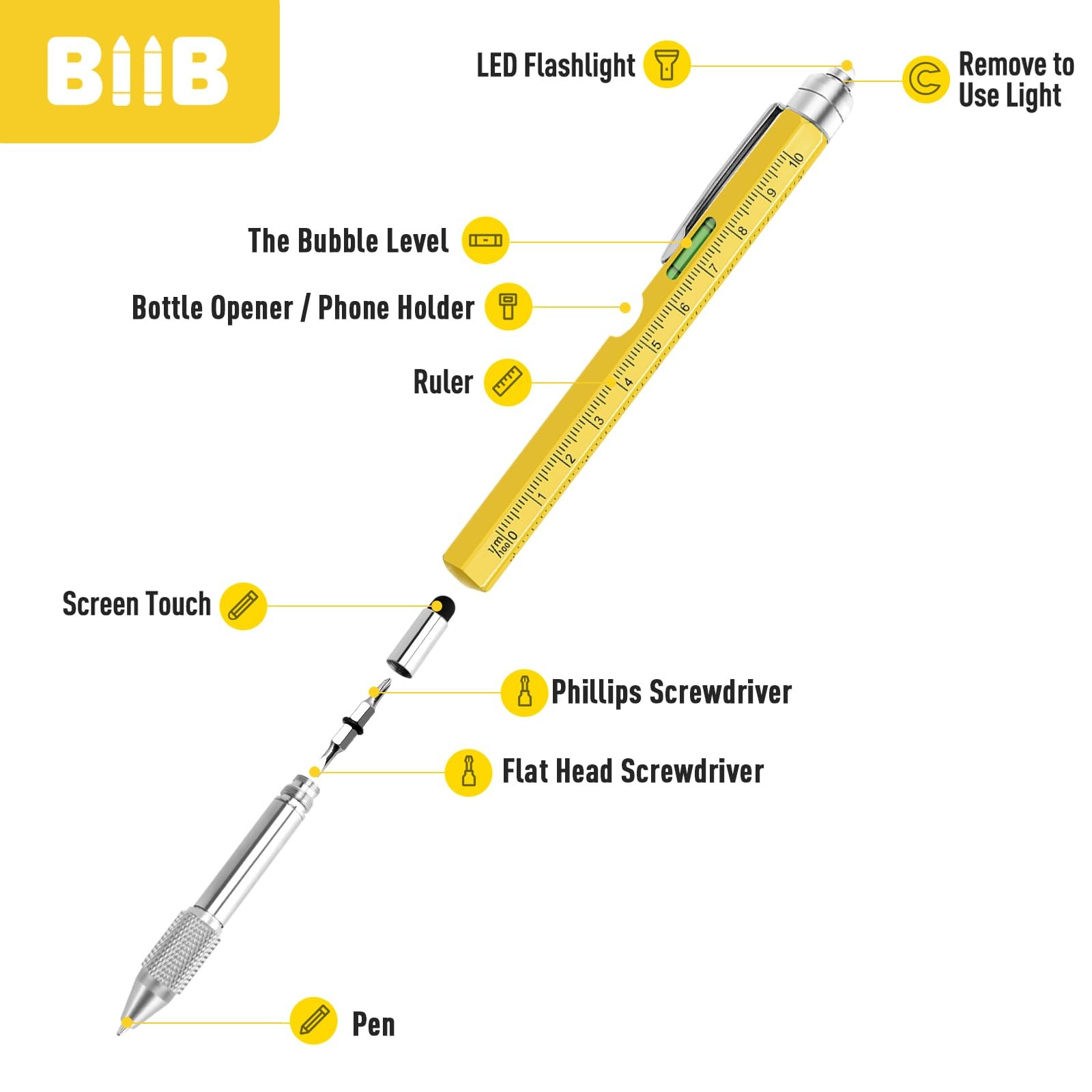 BIIB Stocking Stuffers for Men Adults, Gifts for Men 9 in 1 Multitool Pen, Me…