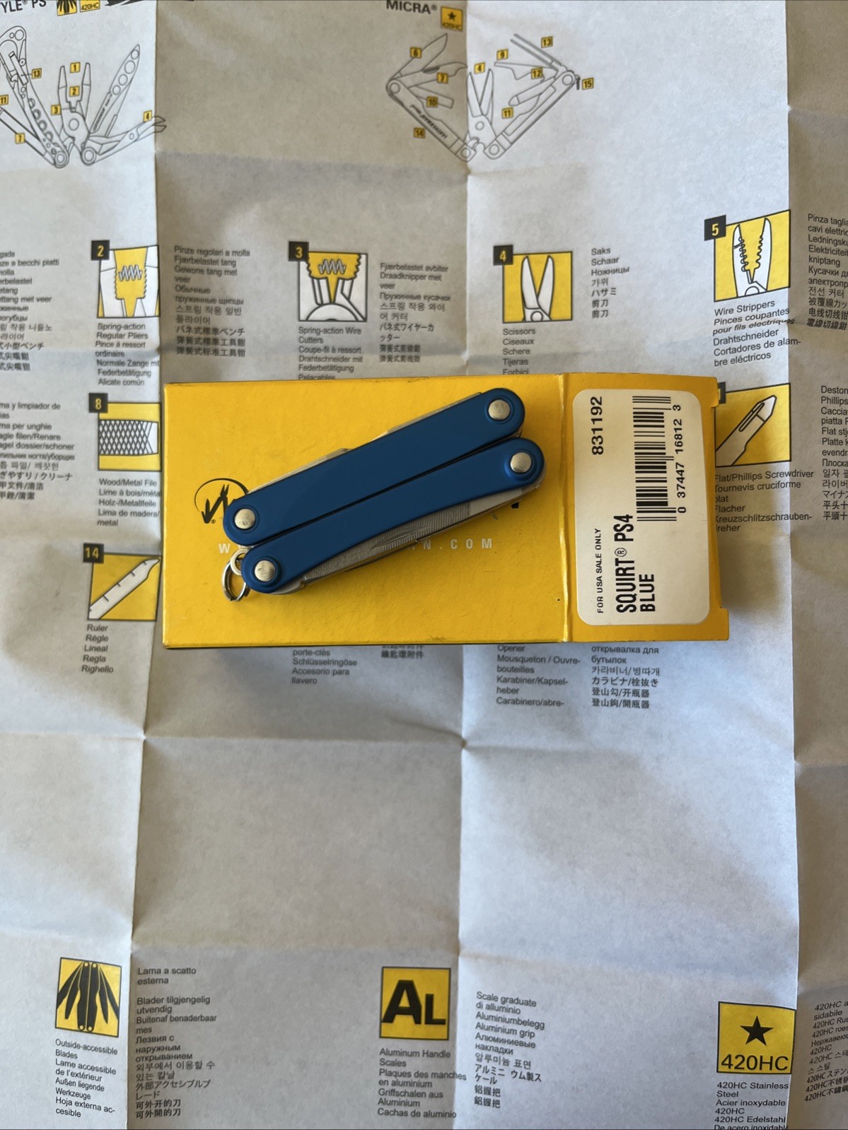 New in Box – Leatherman SQUIRT PS4 Multi-Tool With Pliers Scissors Knife BLUE!