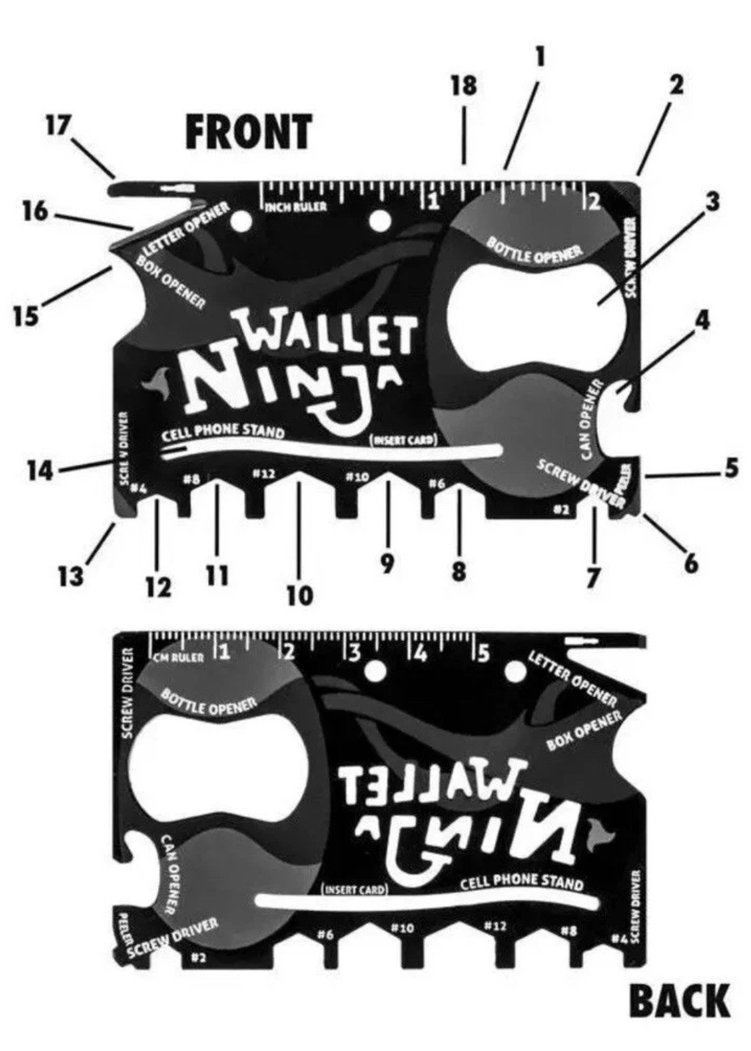 Original Wallet Ninja 18-in-1 Credit Card Multi-tool – Pocket EDC Tool Card! New