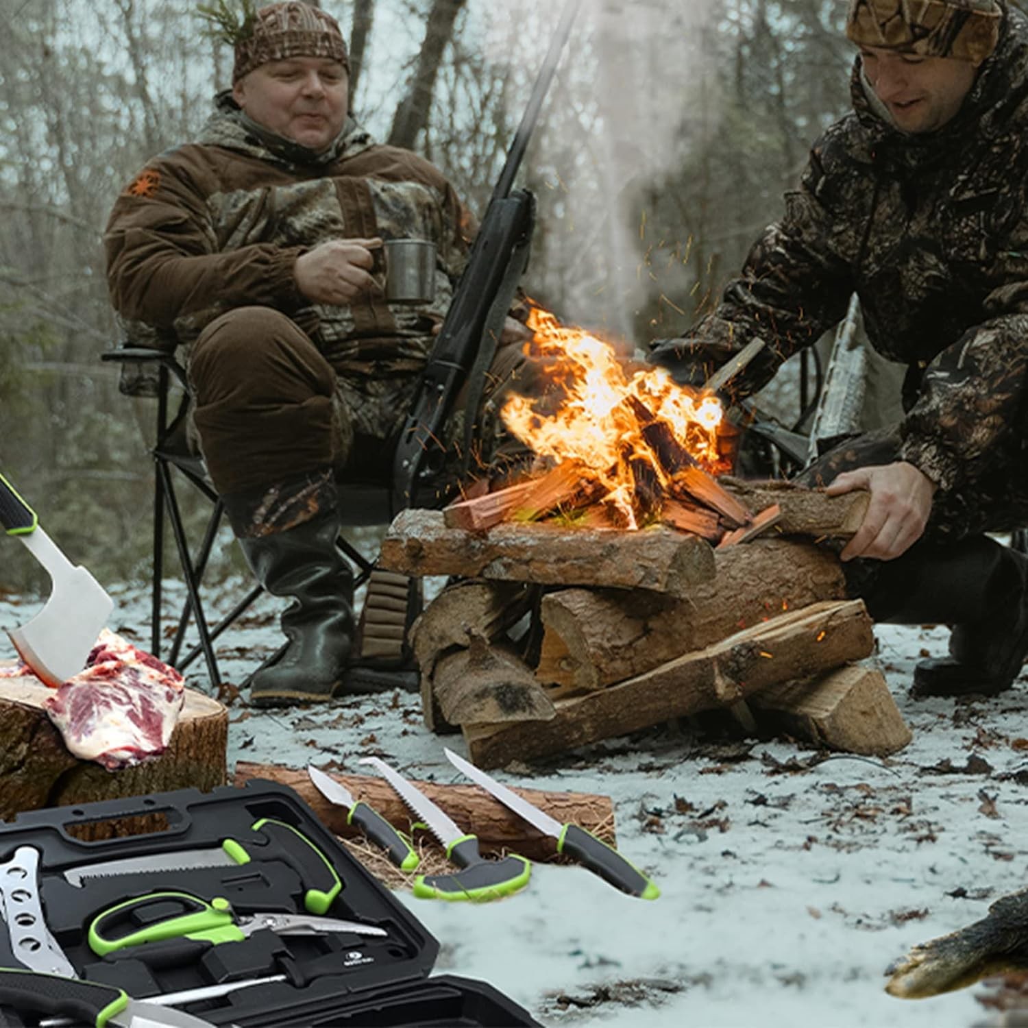 Mossy Oak Hunting Field Dressing Kit – 10 Piece Portable Green and Black