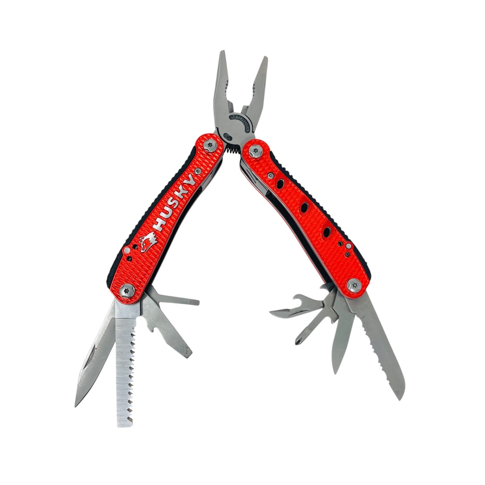 Husky MultiTool Professional Folding Pliers Set Stainless, Black Red, 4 Pcs