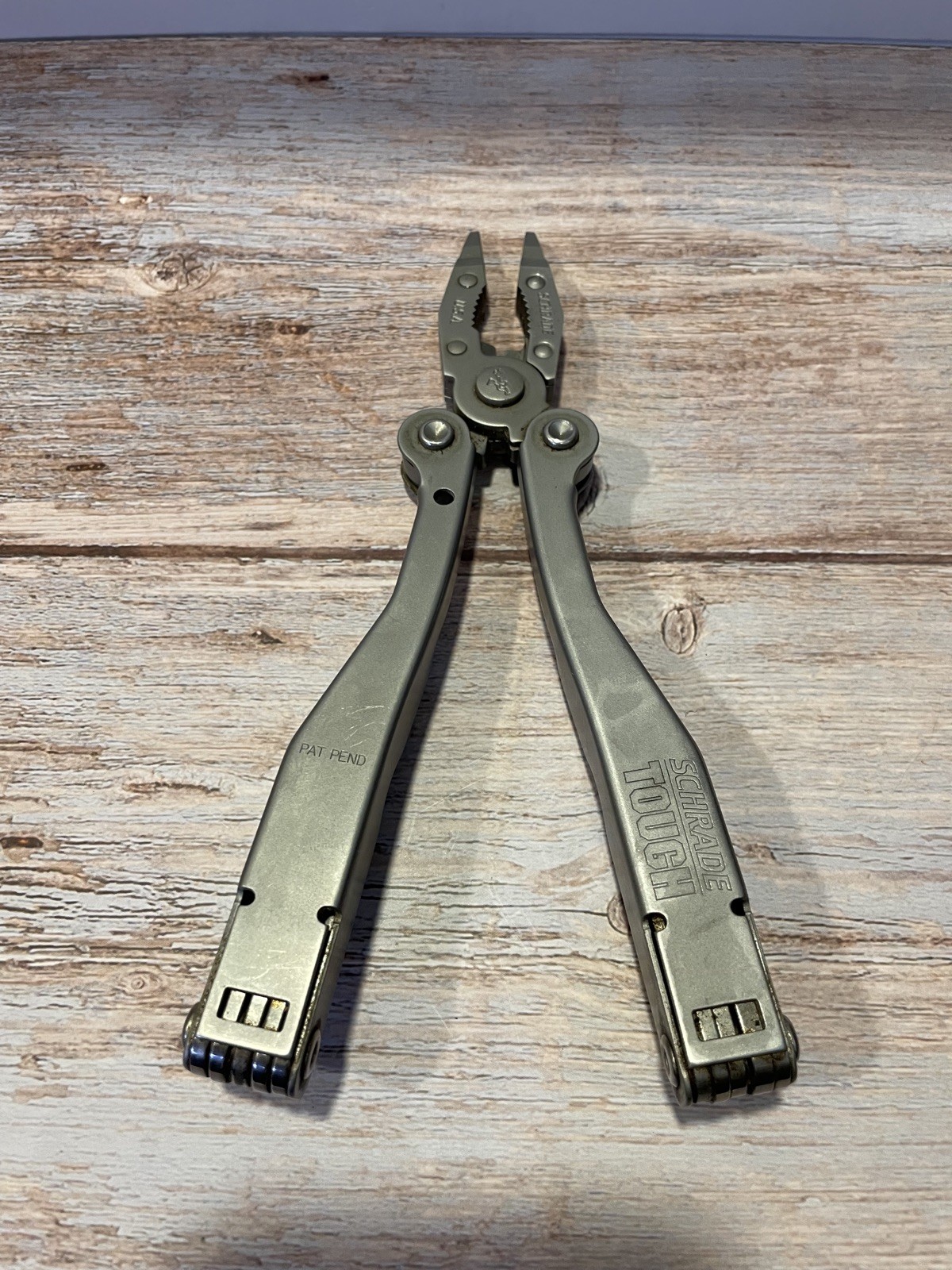 Vintage Schrade Tough Tool ST1 Multi-Tool Pliers Knife w Leather Sheath Nice!
