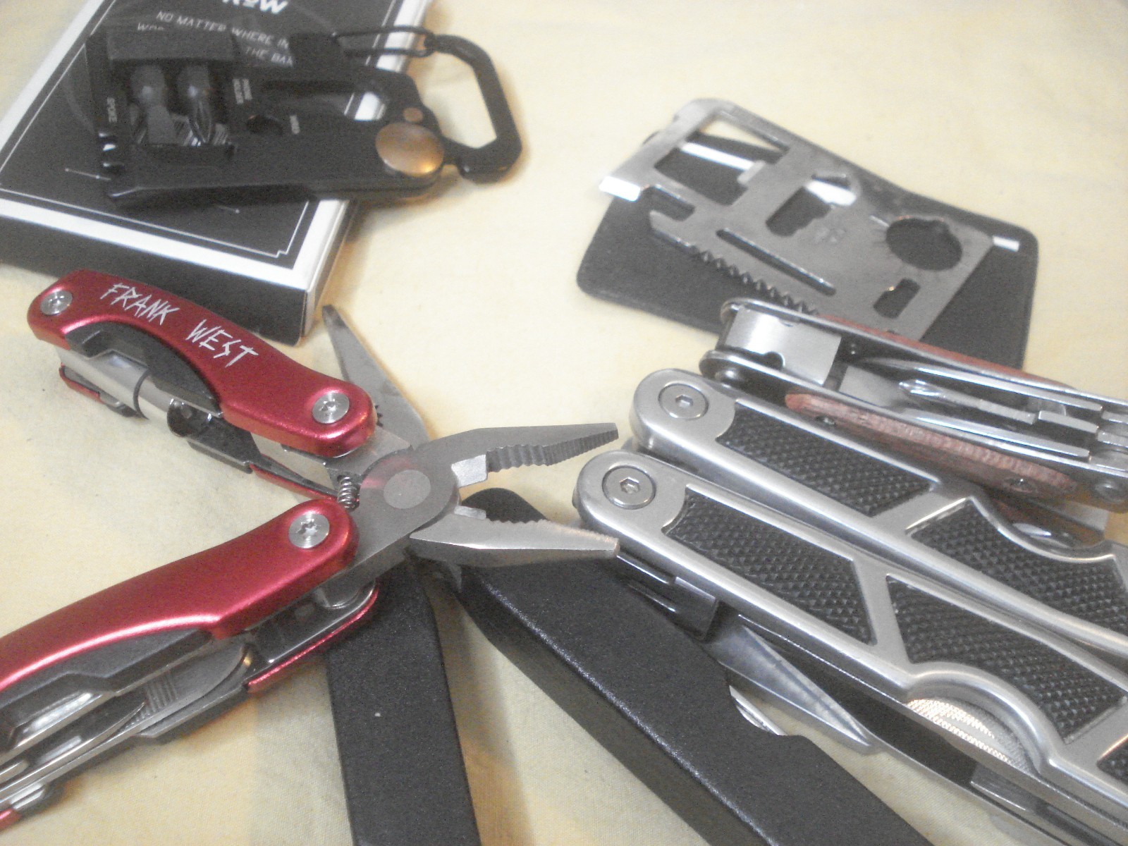 Lot of 6 Multi-tools Plus Rescue Knife, Great Shape!