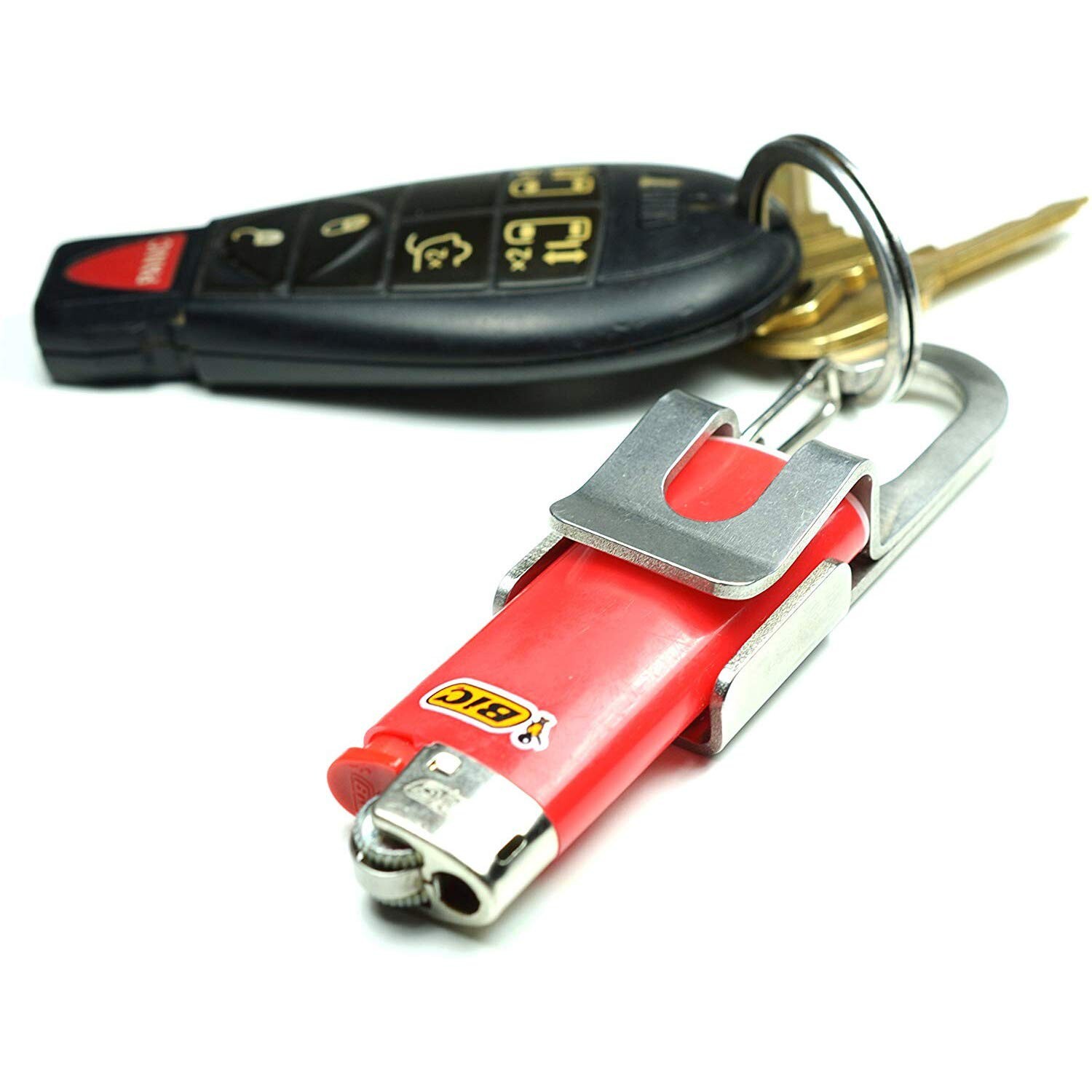 Bic Standard Full-Size Lighter Holder Keychain Multi Tool with Carabiner Clip…