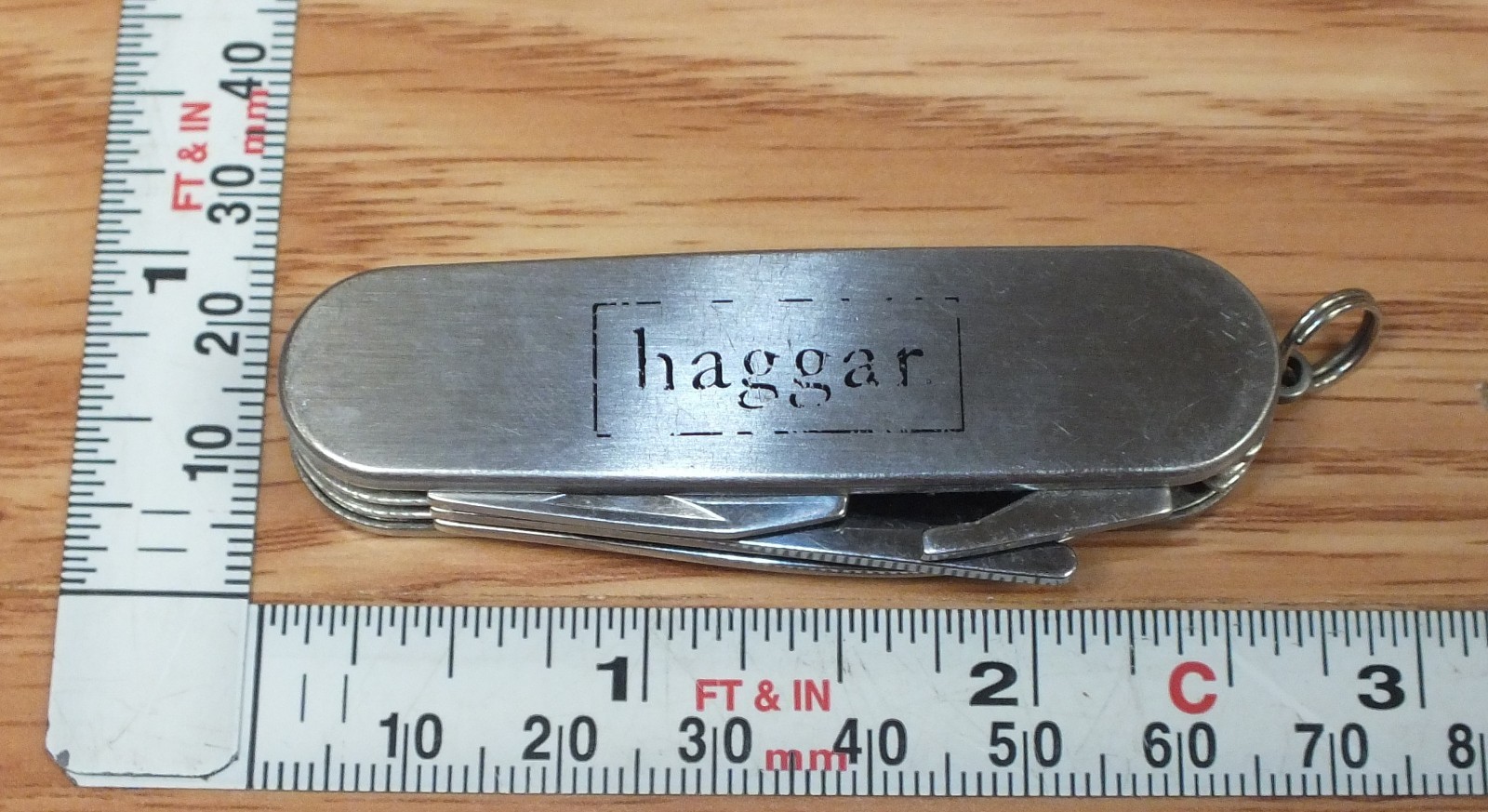 Genuine Haggar Small Silver Tone 2 1/2″ (inch) Multi Tool Pocket Knife Only