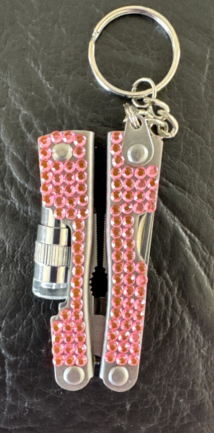 Avon Pink Bejeweled Multi Tool With Light NIB WORKS