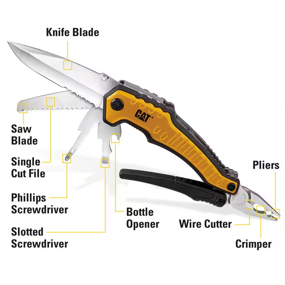 Cat 2 Piece XL Multi-Tool and Multi-Tool Key Chain with Light Gift Box Set