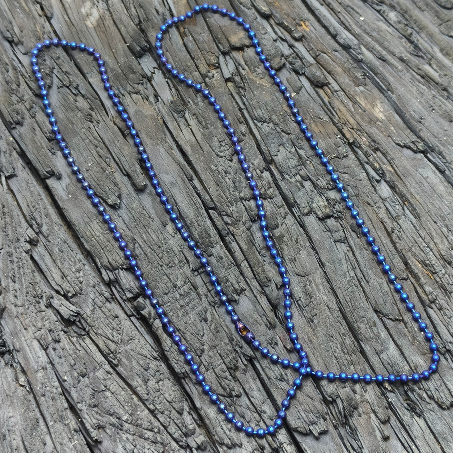 EDC Anti-allergy Pure Ti Chain Ball Bead Necklace fire blue 2.4x650mm