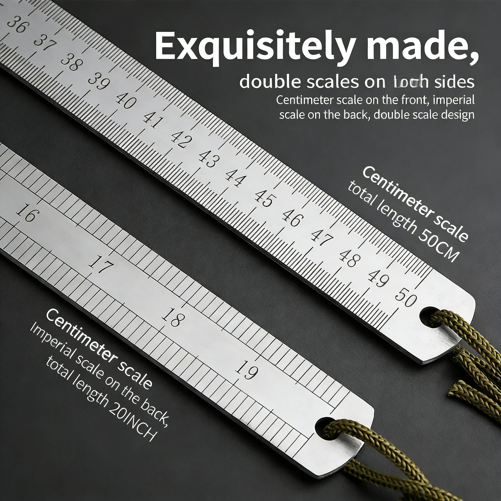 2.5Mm Forged Longquan Steel Ruler – 50Cm Multi-Purpose Car Tool with Thickened D