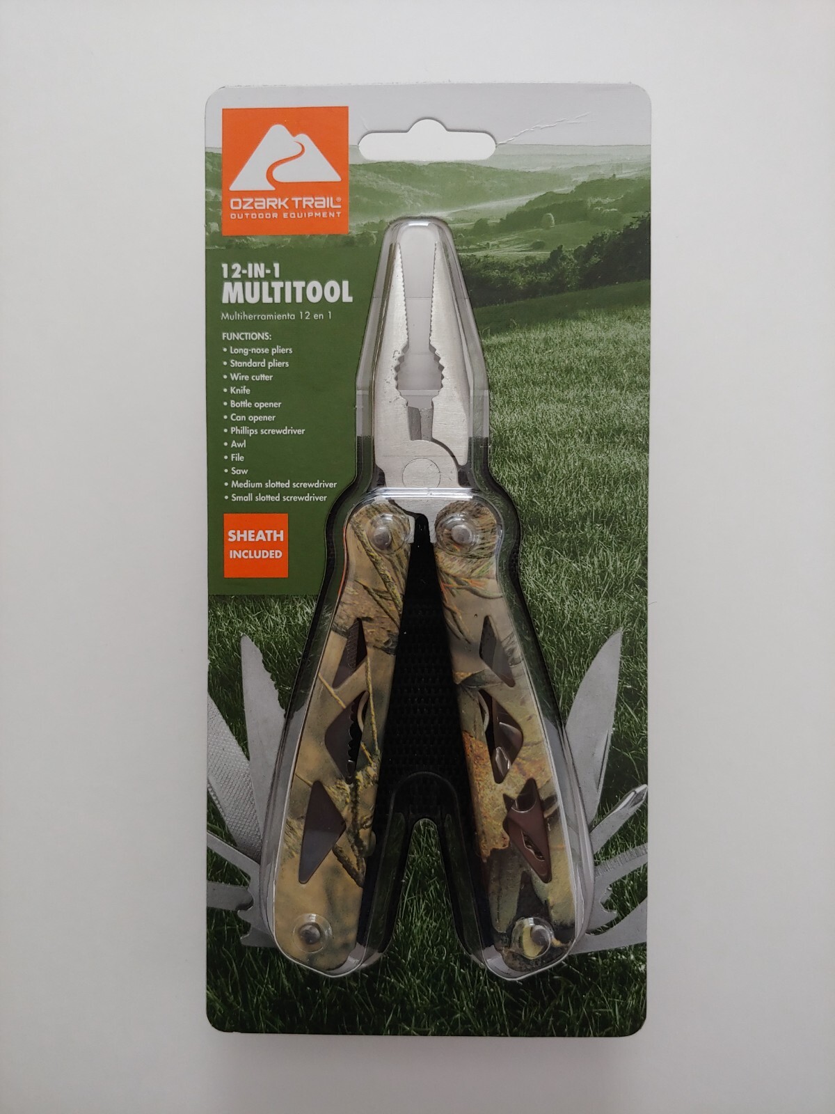 Ozark Trail 12-In-1 Multi-Tool Pliers Knife Saw w/ Nylon Snap Sheath – New