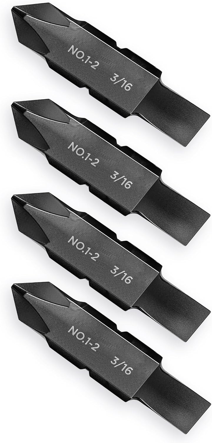 4 Pack Replacement Screwdriver Bits Double Ended Phillips Flat Head S2 Steel