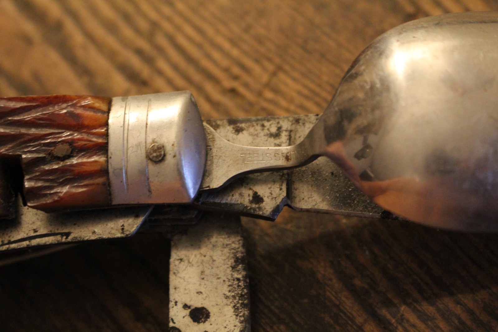 Hi-Test Multi Purpose Camping Knife with Several Attachments-Spoon-Fork-Tools