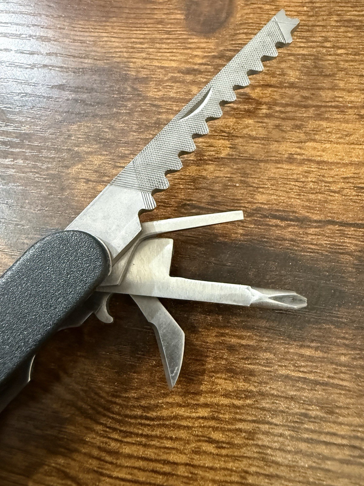 Black Silver Stainless Steel Multi-Tool with Pliers Knife Saw Ergonomic Handle