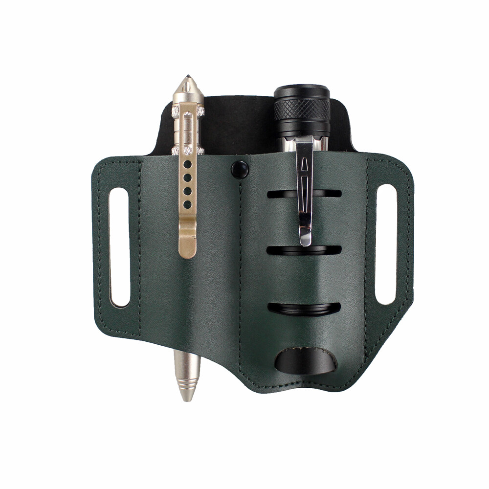 Leather Tool Sheath 2 Pockets Multitool Holder Holder Belt Pouch EDC Organizer