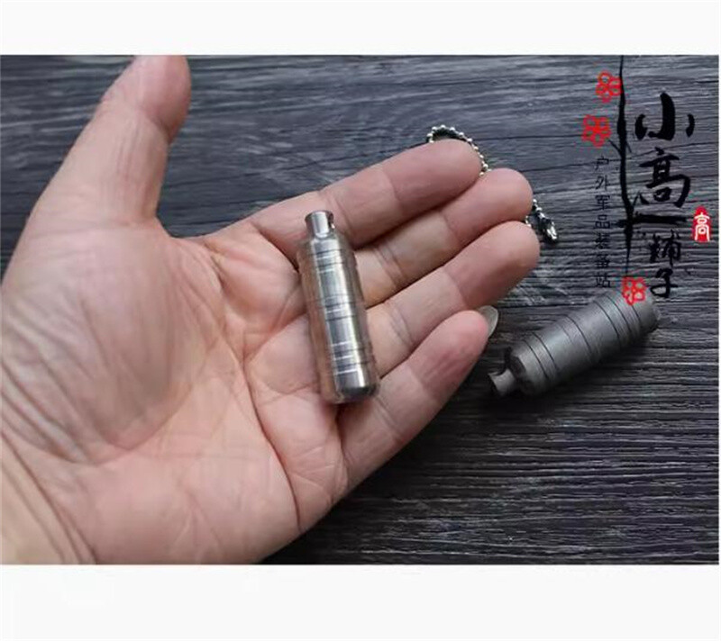 Titanium EDC Waterproof Tablet Pill Box Case Medicine Storage Capsule Pandent