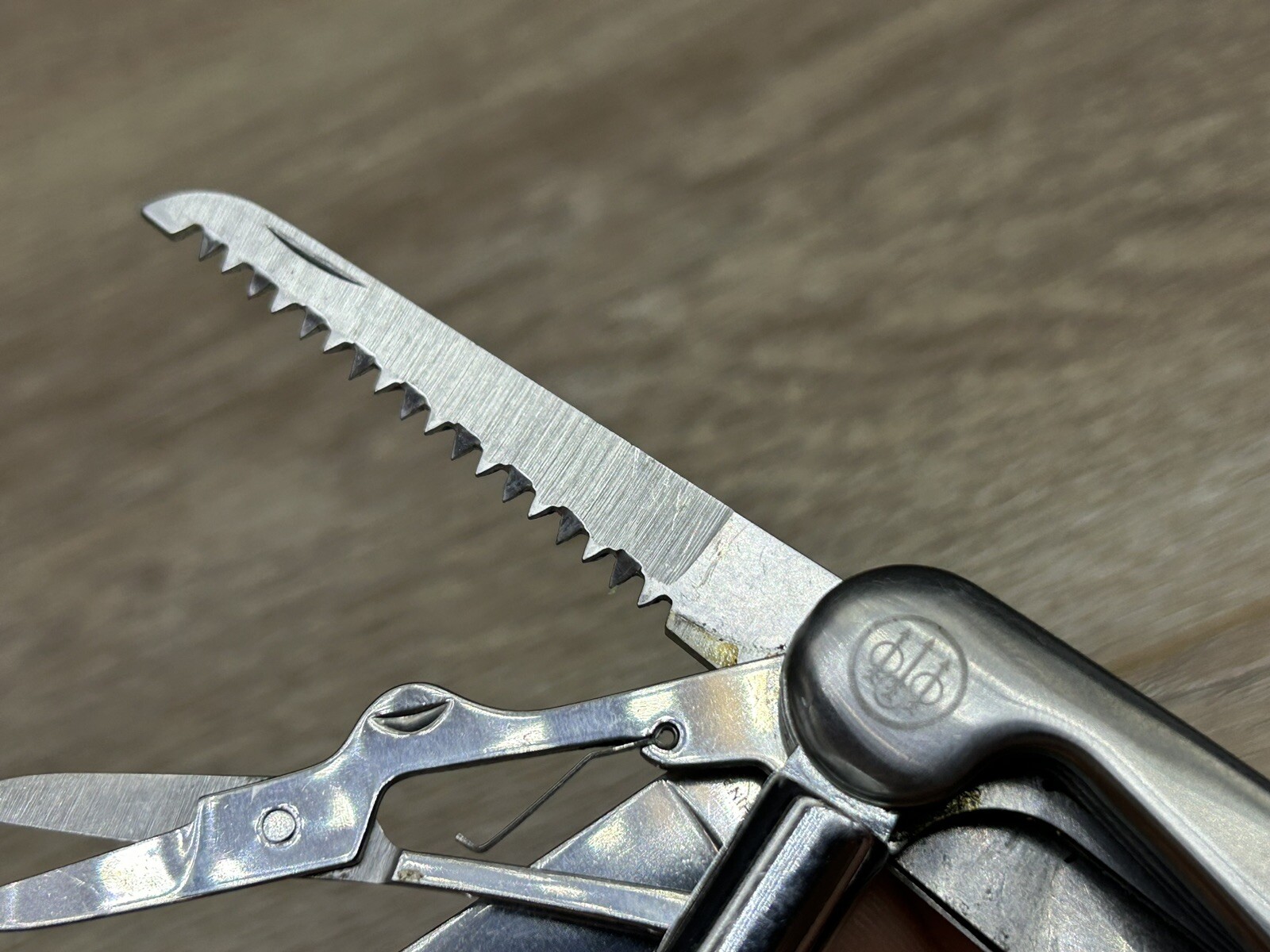 Vintage Beretta Silver Tone 10-Tool Multi-Tool Pocket Knife