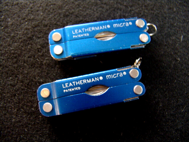 LEATHERMAN MICRA MULTI TOOLS-BLUE-SHARPER IMAGE-PRE OWNED-EXCELLENT-LOT OF 2