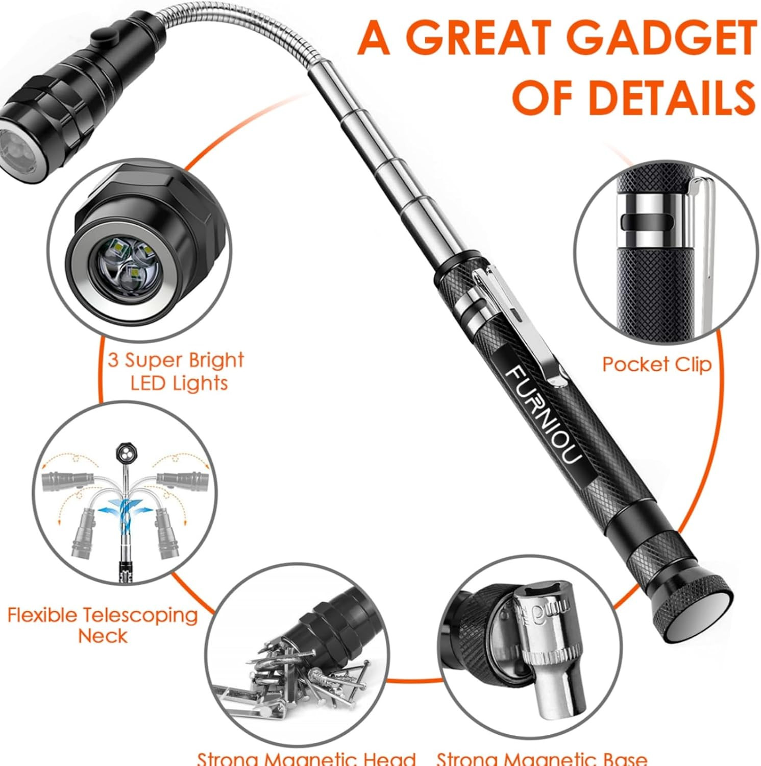 Valentines Day Gifts for Men, LED Magnetic Pickup Tool, Stocking Stuffers for Ad