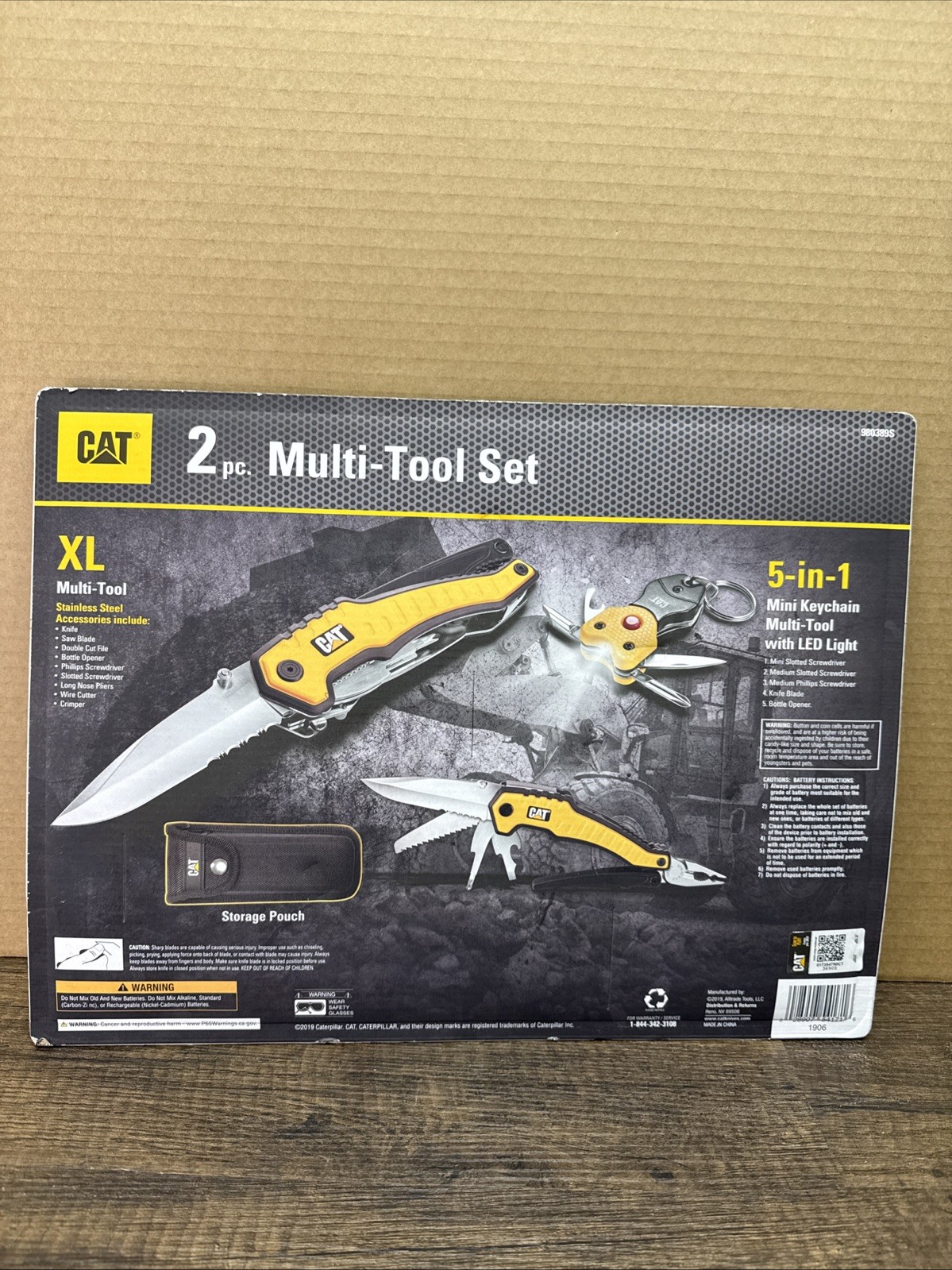 CAT 2 Piece XL Multi-Tool Set, And 5-in-1 Mini Keychain With Storage Pouch