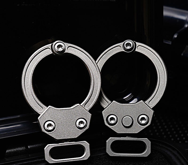 Titanium Alloy + Leather Portable Car Universal Keychain EDC Hanging Buckle Tool