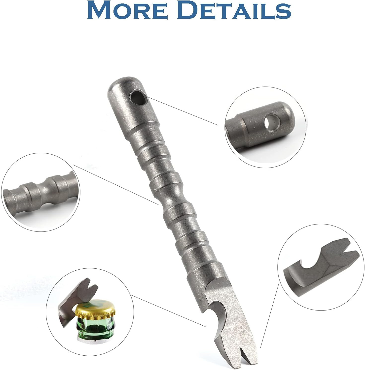Titanium Alloy EDC Pry Bar with Bottle Opener Screwdriver Function Multi Tool (G