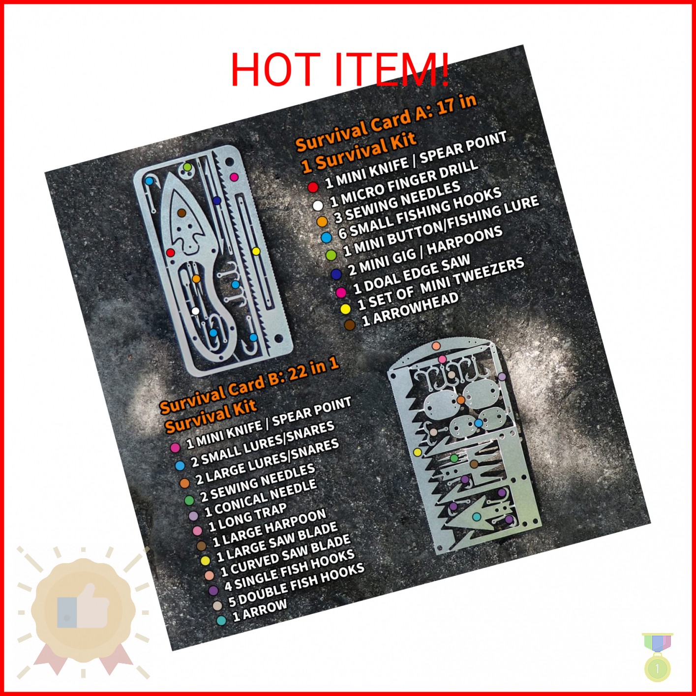 PSKOOK 12 Pcs Survival Multitool Card Emergency Camping Tool EDC Kit in Your Wal